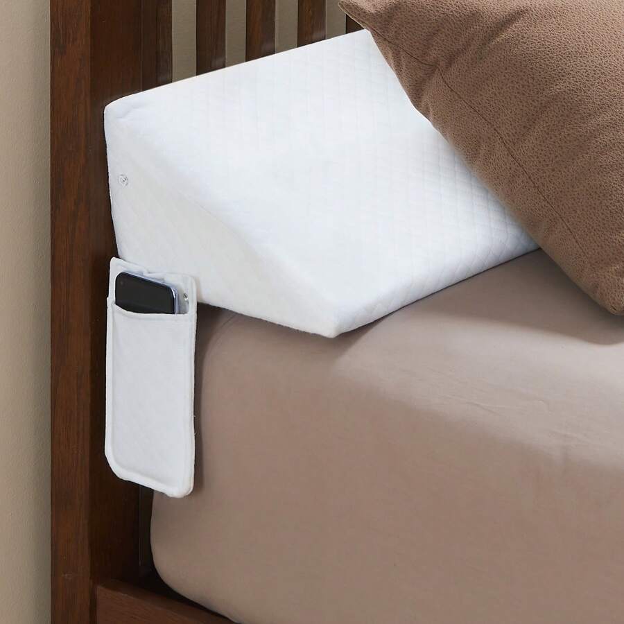 1pc, Wedge Pillow, Bed Wedge Pillow, Bed Gap Filler, Bed Wedge Pillow For Headboard, Queen Size, Pillow Stopper With Pocket, Mattress Gap Filler(0-8"), Memory Foam Reading Pillow Support For Neck, Back, Leg, Washable Cover
