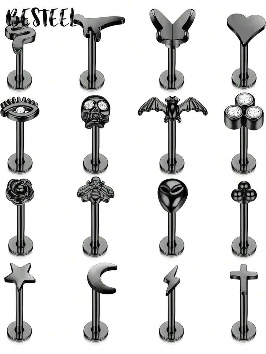 BESTEEL 1 buc. Bijuterii piercing Tragus pentru femei bărbați Helix cartilaj cercei conchii nas Stud din oțel inoxidabil Medusa Labret buze inel