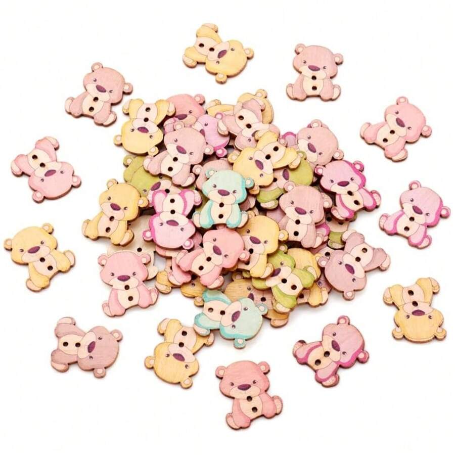 30Pcs/Set Mix Color Wooden Buttons Cartoon Animal Buttons Bear Buttons Buttons For Clothing Sewing Buttons Sewing & Knitting Supplies DIY Buttons For Crafts Decorative Buttons.(Size: 2.8cm*2.3cm / 1.1 Inch*0.9 Inch)