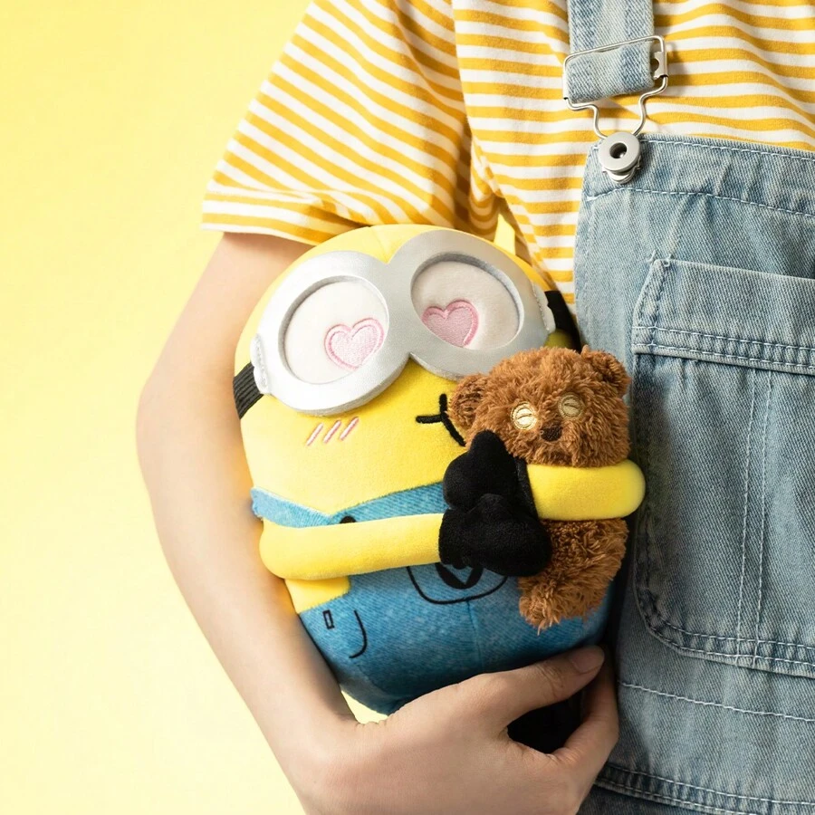 Miniso Bob + Tim Collection 8" (20 Cm) Hugging Bob With Tim Bear Plush Toy – Cute Stuffed Animals, Kawaii Bedding Pillow For Kids, Perfect Gift For Any Occasion