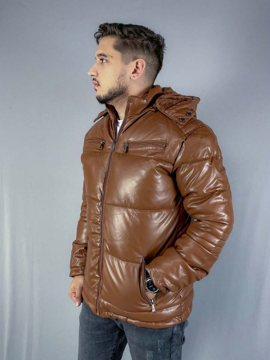 Jaqueta de Couro Masculina Forrada Jaqueta Puffer Masculina Dia dos Pais