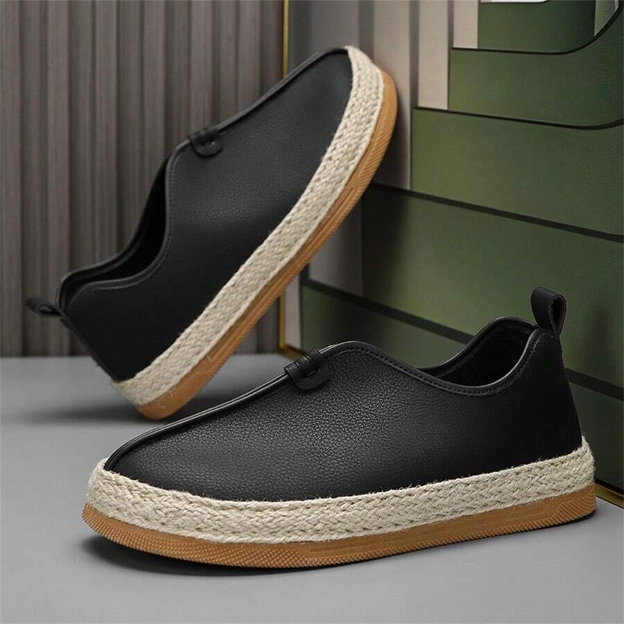 New Men's Chinese Style Flat Shoes, Lightweight Loafers, Fashionable Casual Shoes, Comfortable Woven Athletic Shoes