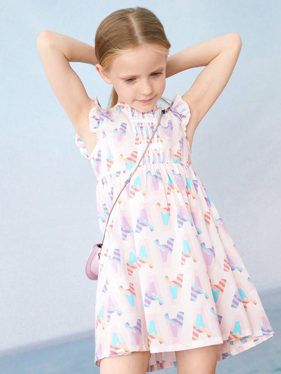 Annil Tween Girls Vest, Thin Dress, Summer Princess Dress, Sweet Floral A-Line Dress