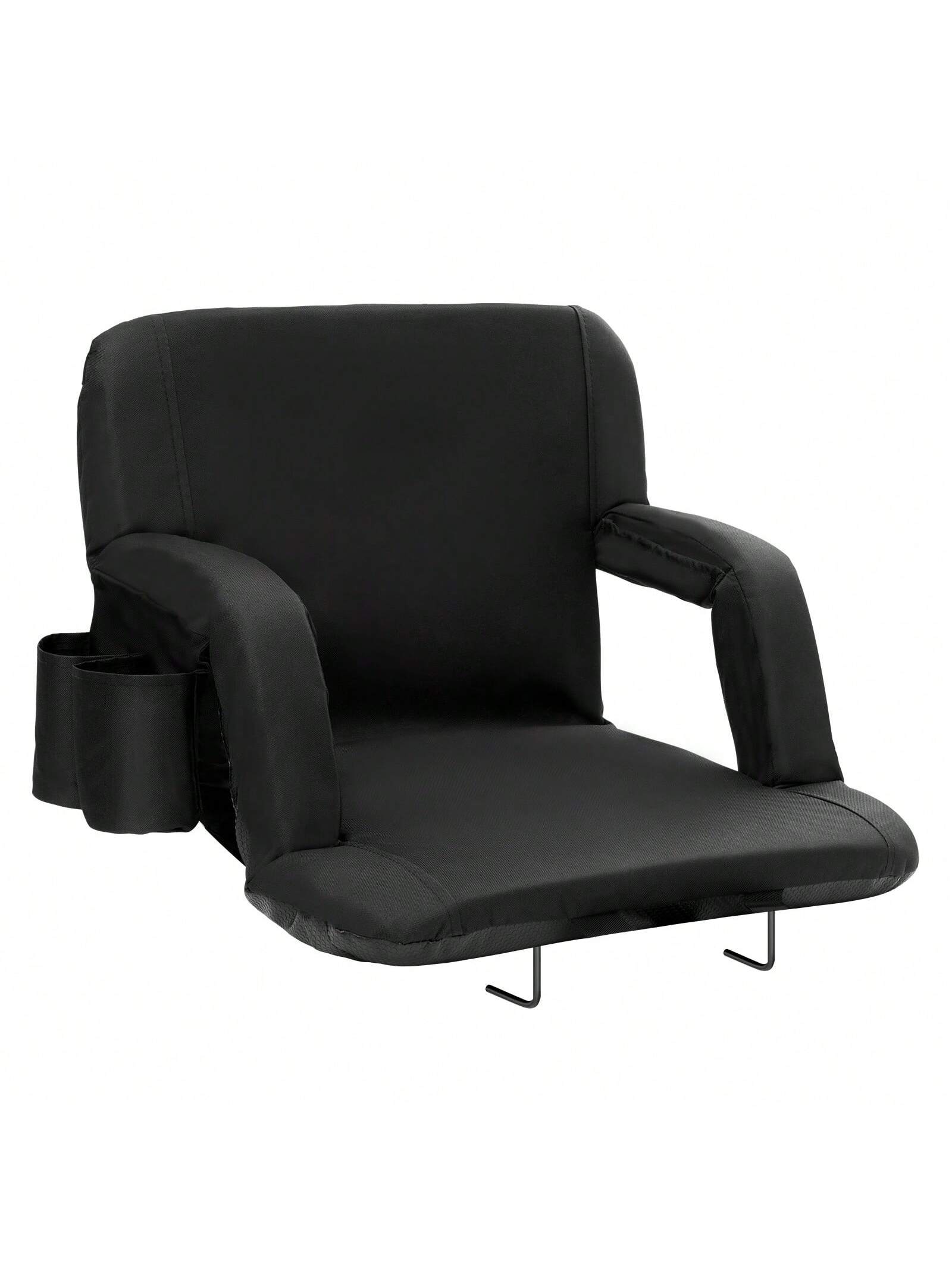 Stadium Seat With Back Support, Wide Bleacher Seat Back, Folding Padded Cushion Stadium Chair, Portable Reclining Chair With Hook Pocket Cupholder, Ideal For Sport Event Beach Camping Concert