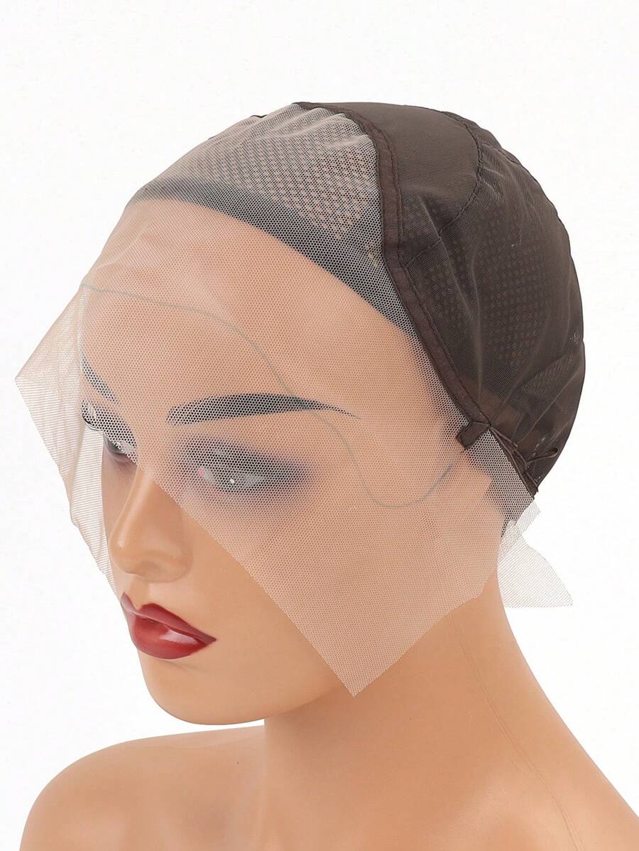 1pc Brown 13X4 Full Lace Wig Cap For Making Wigs With Adjustable Strap On The Back Glueless Ventilation Hairnets