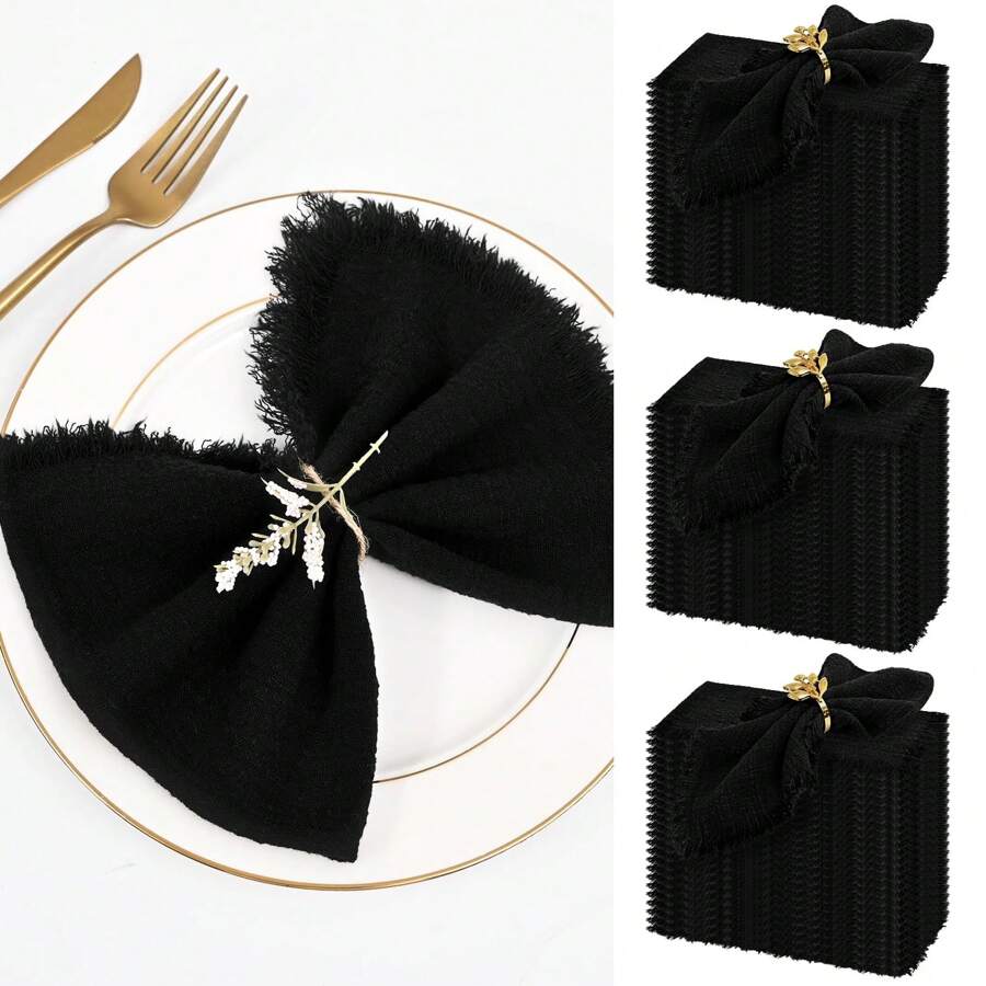 72 Pack Cloth Napkins 16"X16" Inch Cotton Linen Napkins Handmade Cloth Napkins With Fringe Washable Dinner Napkins Soft Rustic Decorative Napkins For Weddings Party Banquet Dinner Daily Use Multiple Colors,Weddings Graduation Season Outdoor Events Entertain Guests