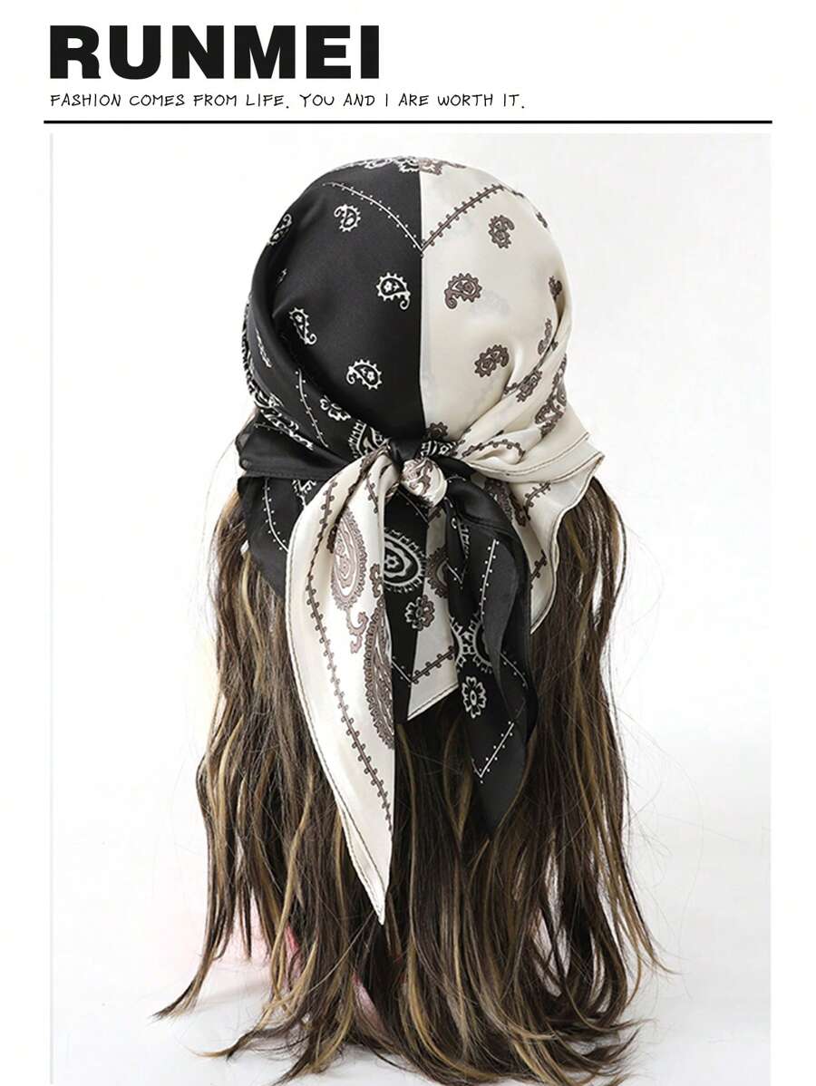 1 pieza Pañuelo con estampado de paisley, para mujer, cinta para la cabeza, pañuelo de cabeza, ideal para vestir y completar tu look