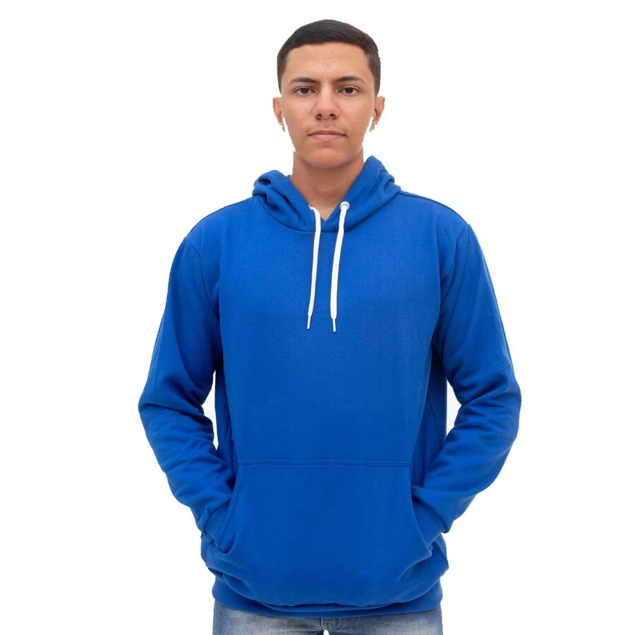 Moletom Canguru Flanelado Masculino Capuz Cordao Ajustavel e Bolso Blusa de Frio Casaco Inverno
