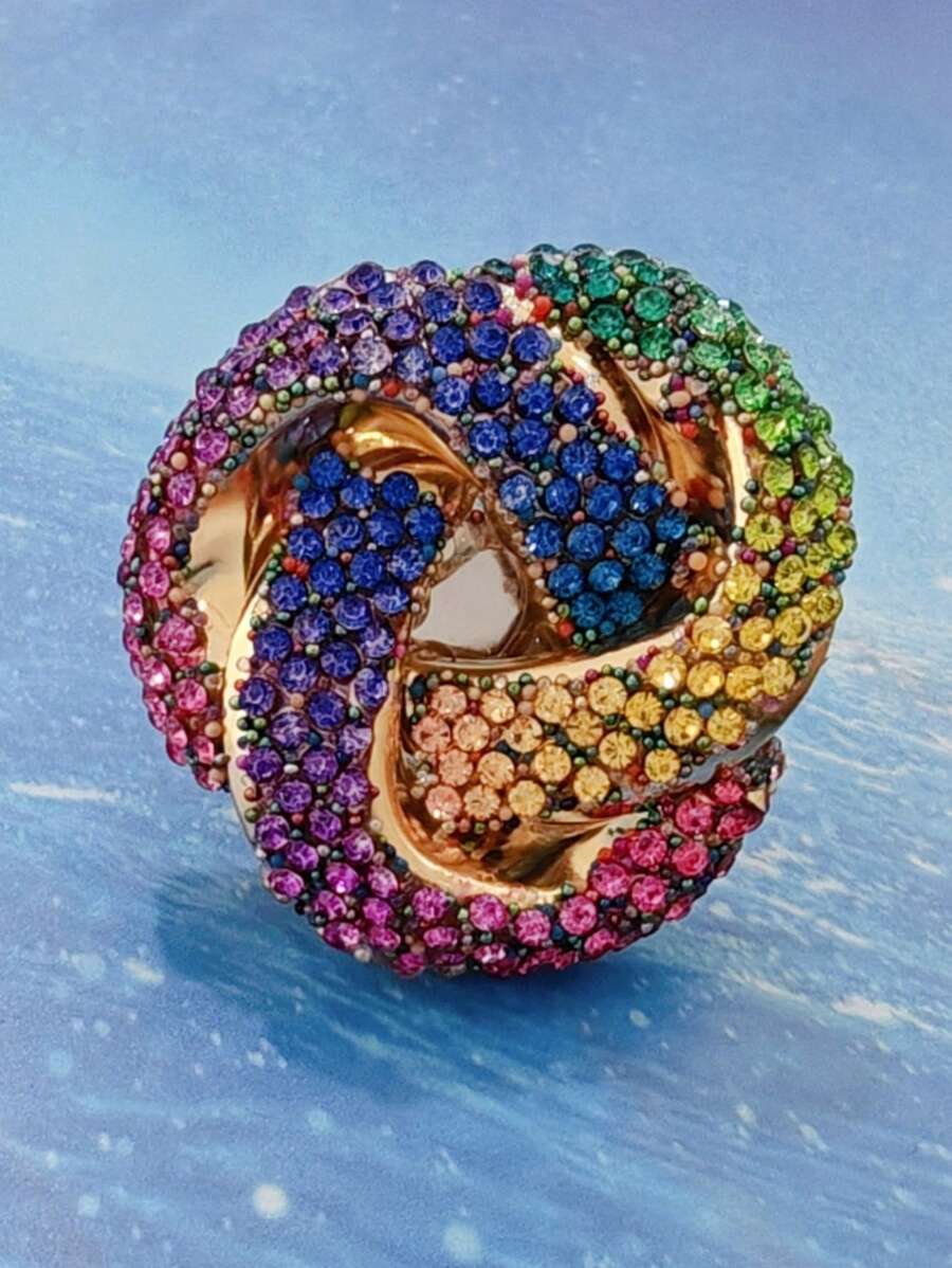 1 pièce Bague fleur de rose en métal 3D exagérée avec des strass, porter élégamment pour les occasions de fête décontractées, idéal pour la Saint-Valentin, la mère, la fête des mères, en cadeau
