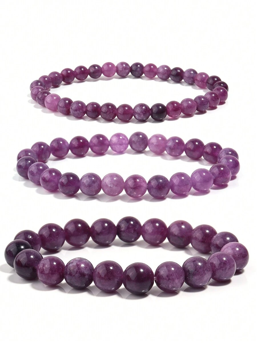 1 pièce Bracelet en perles de pierre de spodumène / kunzite pour femmes hommes, bijoux de méditation de yoga en perles de pierres précieuses de 6 8 10 mm