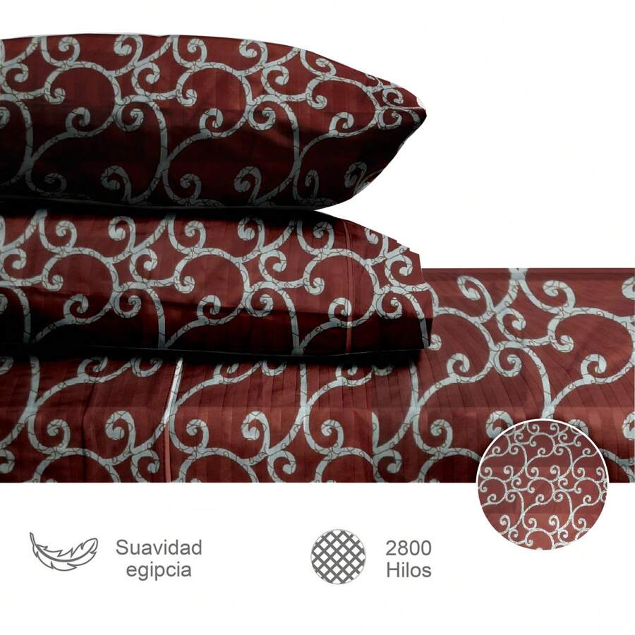 Soft Nature Juego de Sábanas Queen Size 2800 Hilos Suave Premium Estampada