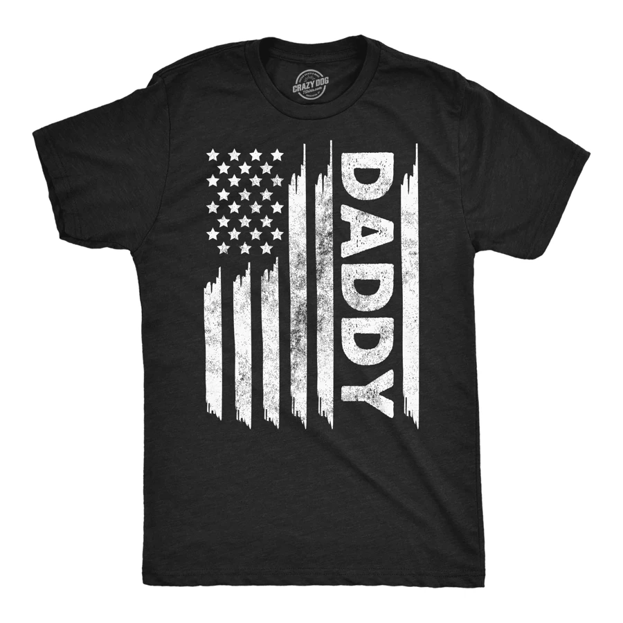 Crazy Dog T-Shirts Mens Funny T Shirts American Flag Daddy Sarcastic Fourth Of July Tee For Men