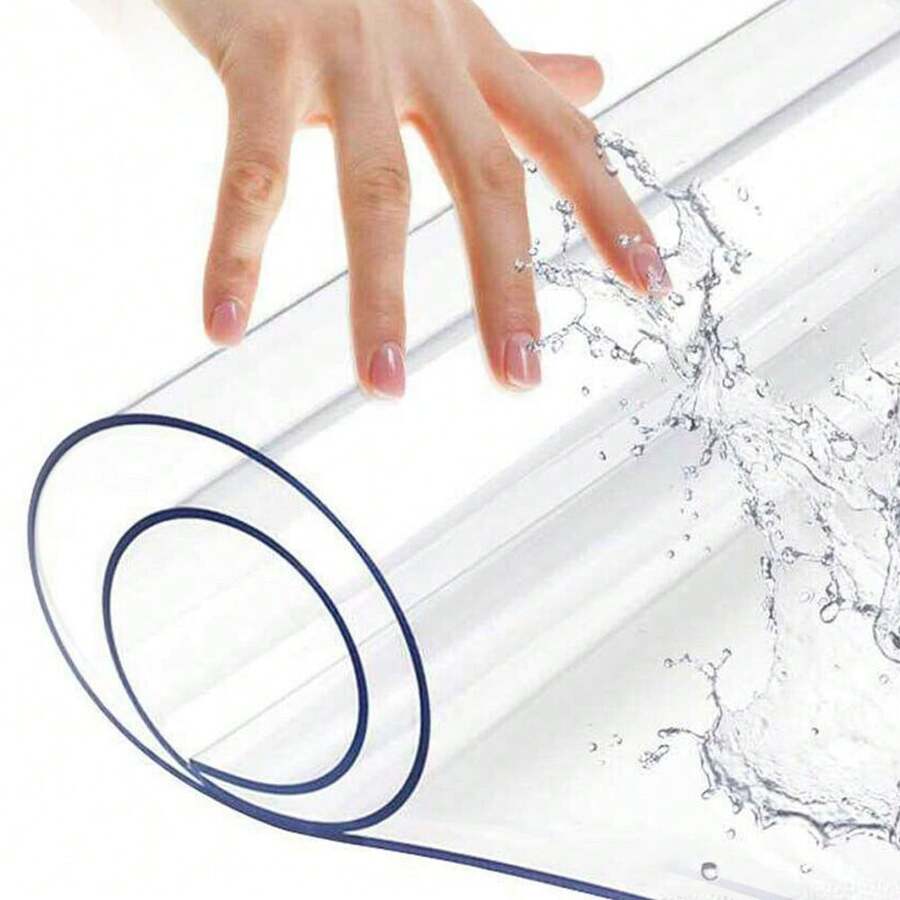 1pc Extra Thick PVC Tablecloth, Transparent Waterproof Heat Resistant Scratches-Proof Table Cover, Ideal For Home Dining Room, Hotel, Restaurant And Household Use