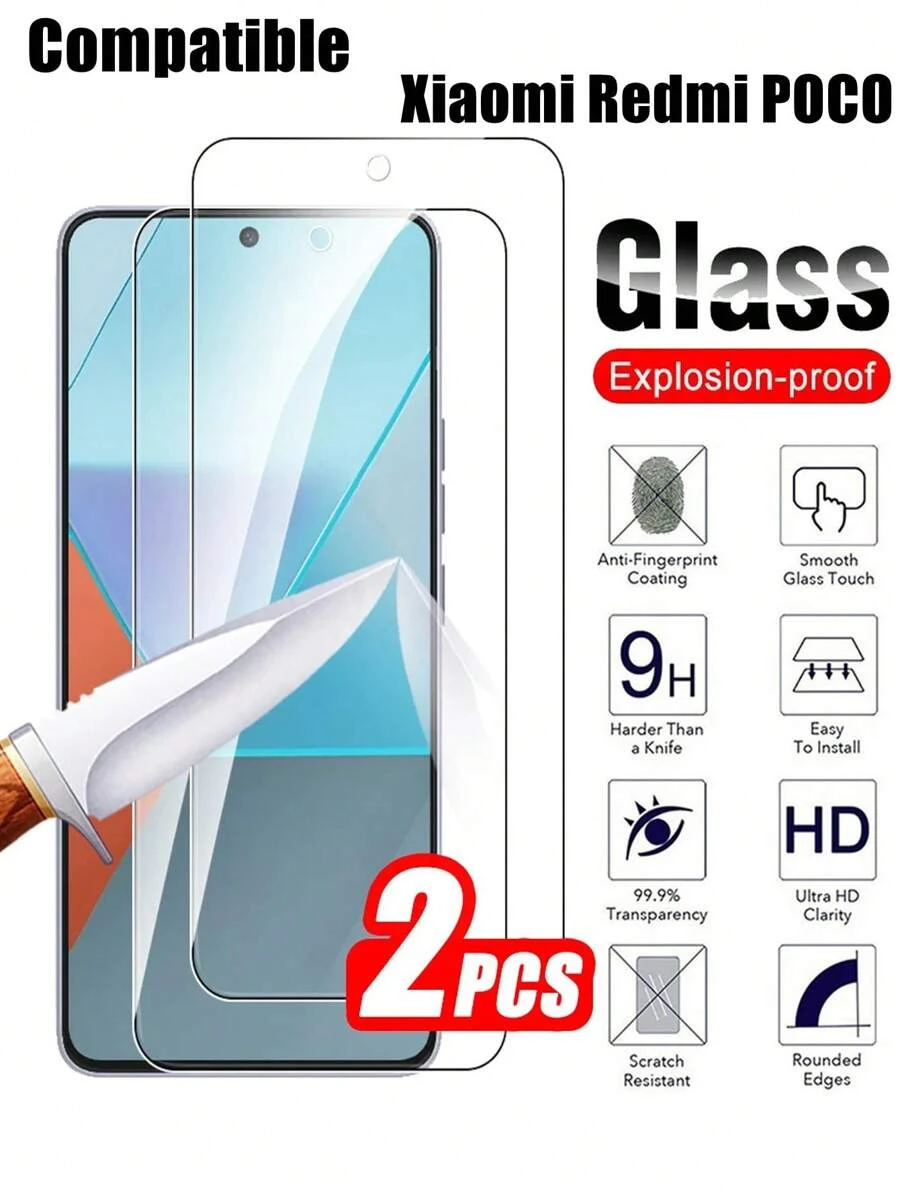 2pcs Tempered Glass Screen Protector Compatible With Redmi Full Coverage Easy Install High-Definition Clear, Bubble-Free, Scratch And Shatter Resistant Hydro Gel Film Soft Screen Protective Film (Not Tempered Glass) Gift For Birthday/Easter/Presidents Day/Christmas//Family/Friends/Boy/Girlfriend Gift For Birthday, Family, Friends Phone Screen Protector, Phone Accessories