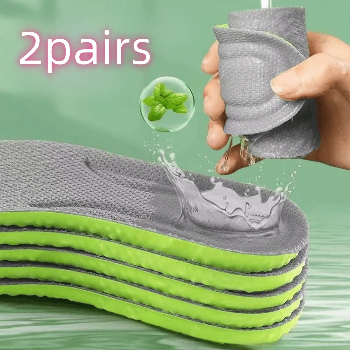2 Paires De Semelles Respirantes, Confortables, Très Élastiques, Anti-odeurs, Absorbantes De La Transpiration, Absorption Des Chocs, Unisexes, Adaptées Pour Les Chaussures D'entraînement Et De Sport
