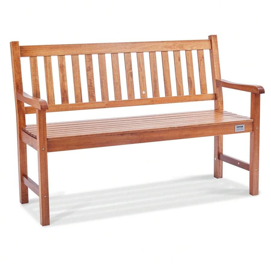 SKYSHALO Outdoor Bench, 50 Inches Wood Garden Bench For Outdoors, Outdoor Garden Park Bench With Backrest And Armrests, 800 Lbs Load Capacity Bench, Patio Bench For Garden, Park, Yard, Front Porch