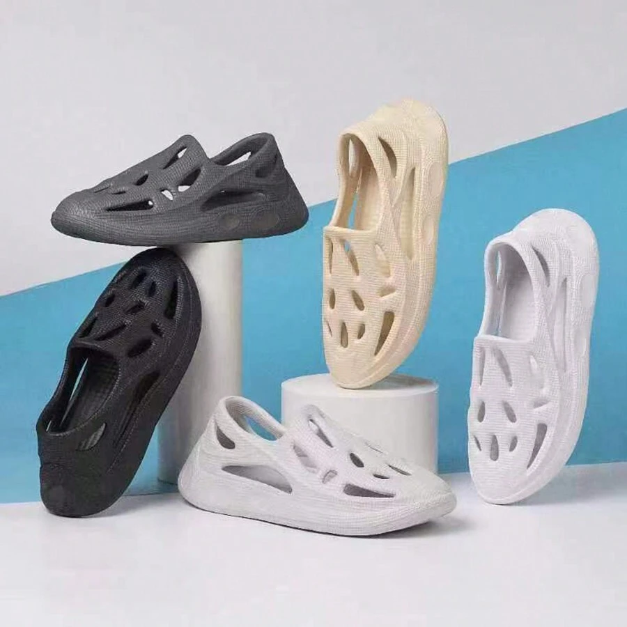 Men's Summer Hollow Out Shoes, Anti-Slip Soft Bottom Sandals With Protective Toe, Thick Sole Beach Slippers For Outdoor And Casual Wear