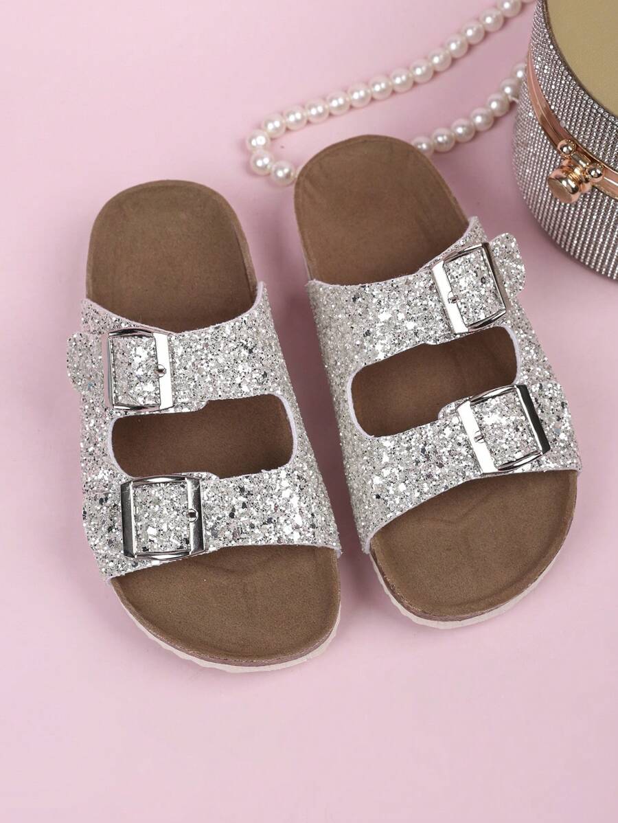 Chanclas de playa con hebilla plana de corcho para niños, sandalias casuales de estilo coreano a la moda y versátiles para exteriores
