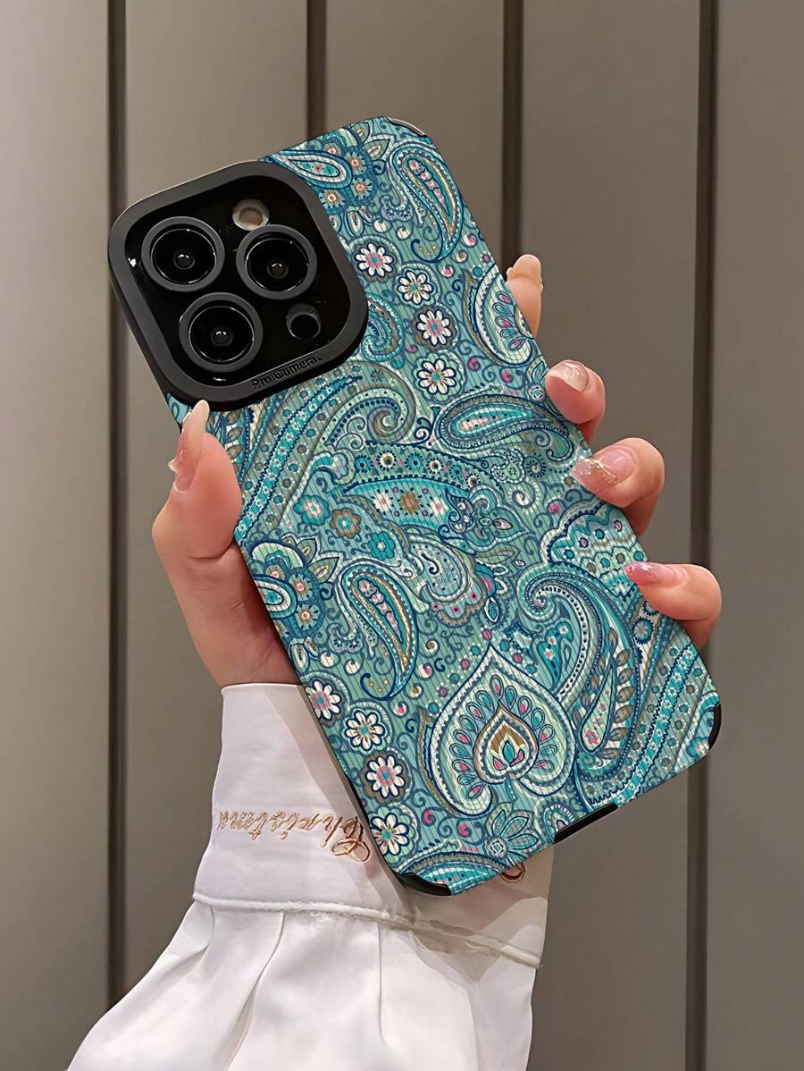1pc New Peacock Flower & Pattern Anti-Fall Fleece Classic Soft Phone Case Compatible With Iphone And Samsung 15/15Plus/15Pro/15Pro Max
