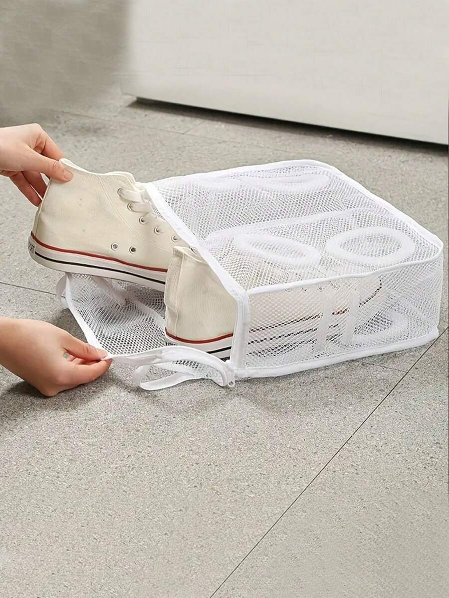 1pc Portable Shoe Washing Bag, Drying Bra Underwear Laundry Storage Bags, Mesh Laundry Bag, Washing Machine Shoes Storage Bag, Travel Portable Storage Bags, Anti-Deformation Protective Clothes Organizer,Spring,Minimalist,Summer Tops