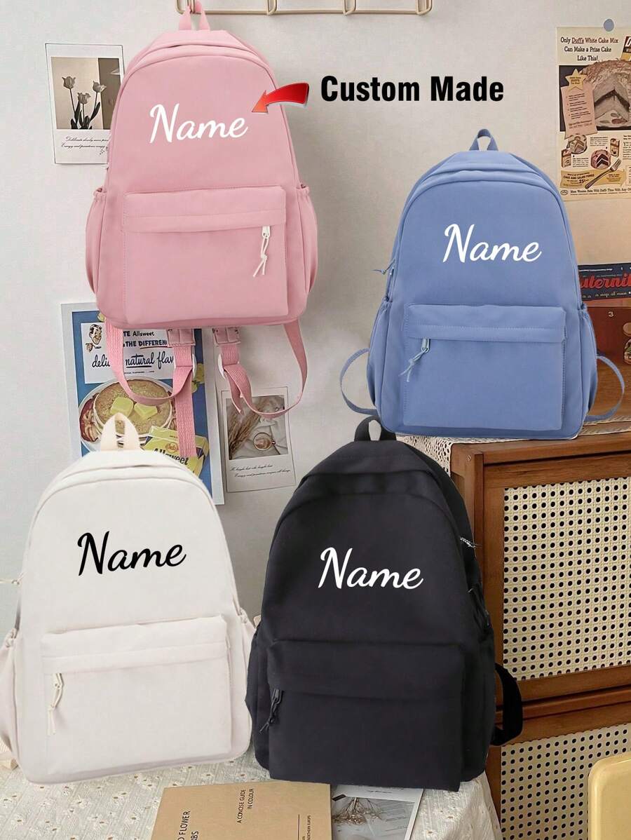 A Custom Bag With Personalized Name Or Holiday Message. Customize Your Own Backpack. The New Back-To-School Backpack For Season Is School Boys And Girls That Casual Versatile Made Of Nylon Zipper Closure Multi-Functional, Ornamental, Letter Exquisite, Stylish, Baby Fashion, Soft Squishy, Colorful, Cute Kawaii Adorable Unique, Customized Treasurefinds, Baby Gifts, Cute Baby For Children's Day, High School Senior High School Students, College Students, University Students, Freshman, Sophomore, Underclassmen