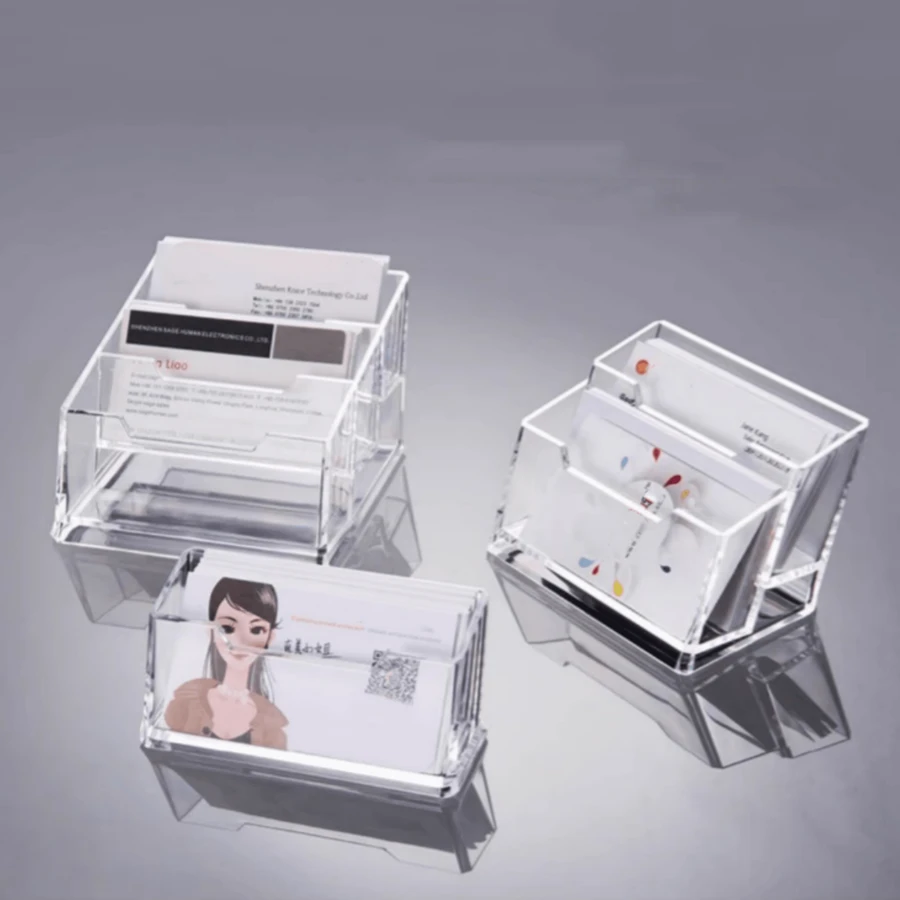 1pc Clear Acrylic Business Card Holder, Double/ Triple-Layered Simple Desk Name Card Stand For Trade Shows And Offices, Back To School Valentine Day