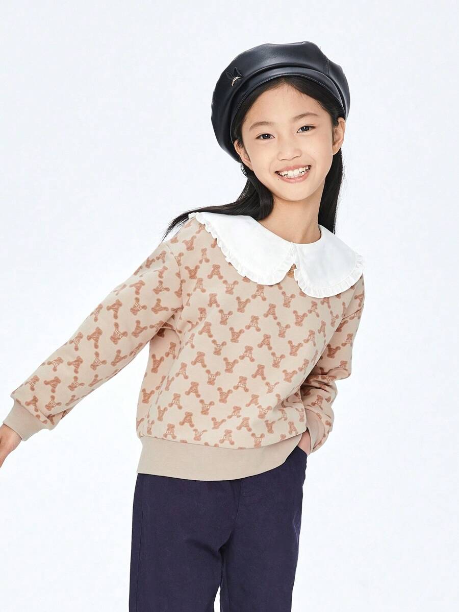 Annil Moletom com capuz de manga comprida com gola para meninas para primavera e outono, top casual, elegante e versátil