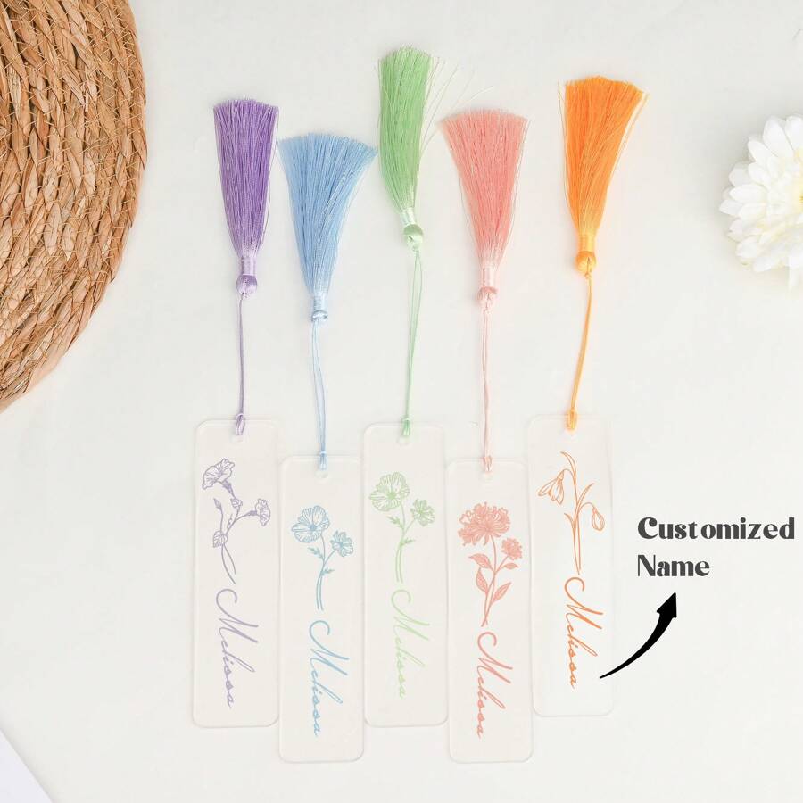 Separador de libros personalizado con la flor de nacimiento, separador de libros floral personalizado para mujeres, regalo de separador de libros de acrílico, separador de libros con nombre, separador de libros estético con borla, regalo para ella regreso a la escuela, ornamental, multifuncional, regalos ideales para él, regalos ideales para ella, novio, novia, familia, amigos, niños, trabajadores, estudiantes, clientes, para ella, para negocios/trabajo/oficina, para la escuela, regreso a la escuela, regreso a la escuela, útiles escolares