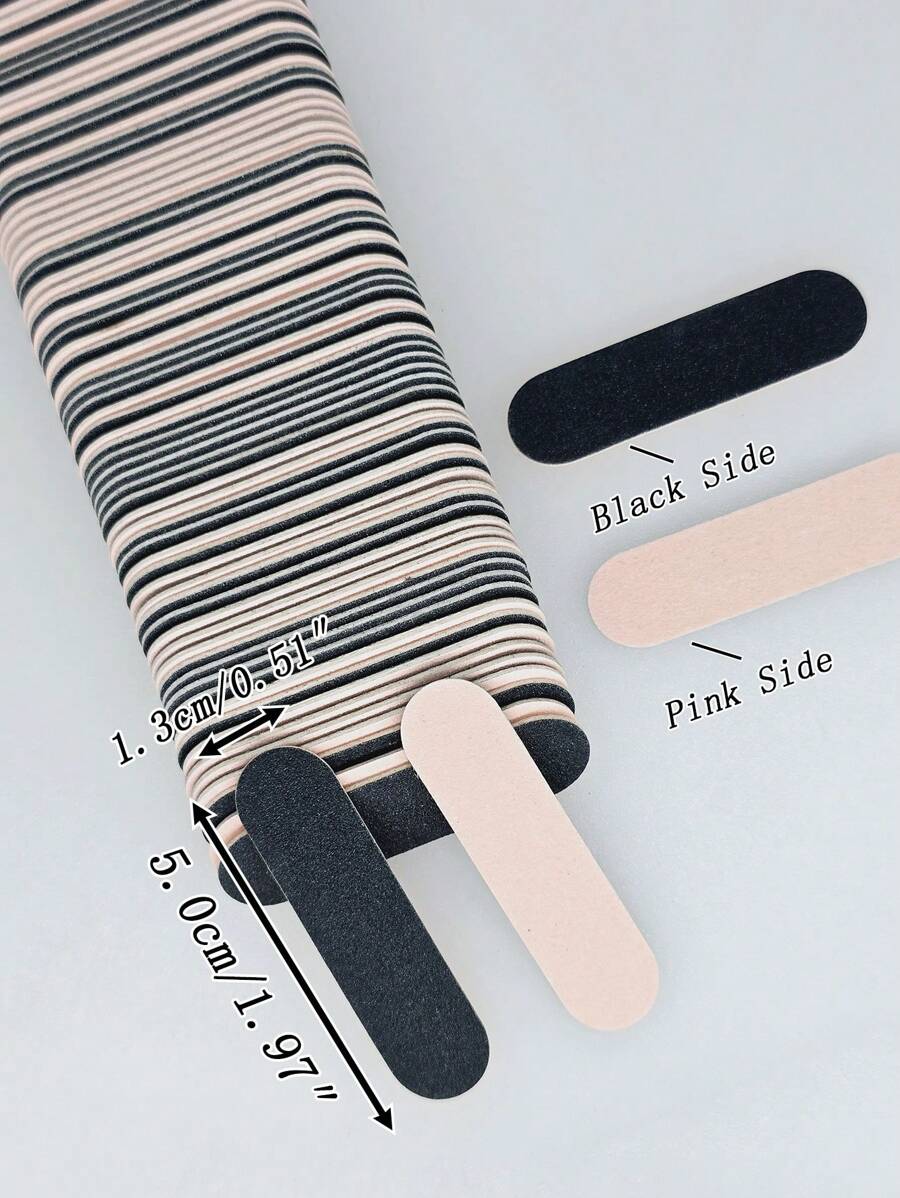 10/20/50/100/200 Pcs Disposable Black/Pink DIY Mini Nail Files - Double Sided Emery Boards For Manicure And Pedicure