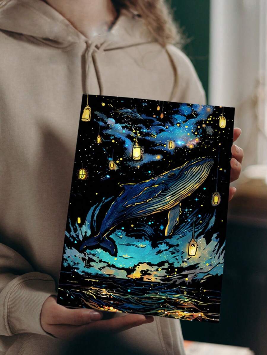 4pcs A4 Scratch Art Cards With 1 Pen, Night Light Effect, Colorful 16K Scratch Paper For Adults, Stress Relief Scratch Painting, Holiday Gift, DIY Scratch Painting Home Decor Back To School
