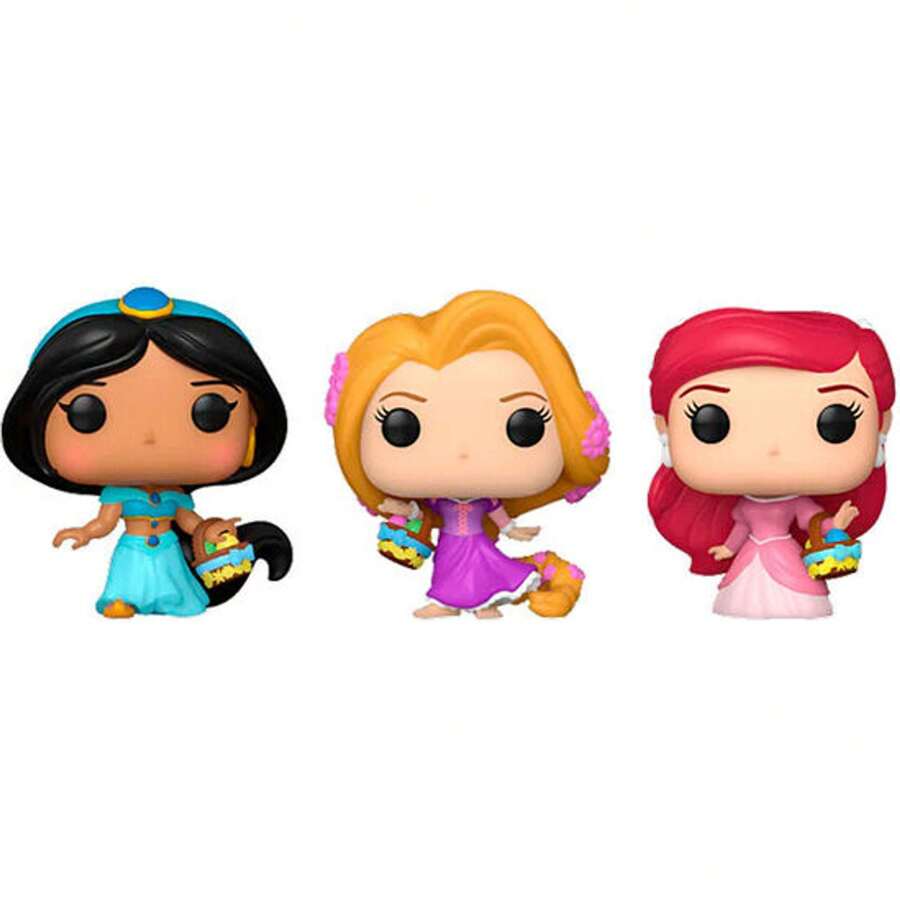 Disney | Blister z 3 marchewkowymi kieszonkowymi figurkami Pop Księżniczki Disneya Roszpunka Ariel Jasmin - Blister z wysokiej jakości figurkami - Blister z realistycznymi szczegółami - Blister z figurkami Idealny dla kolekcjonerów - Blister z figurkami Idealny na prezenty