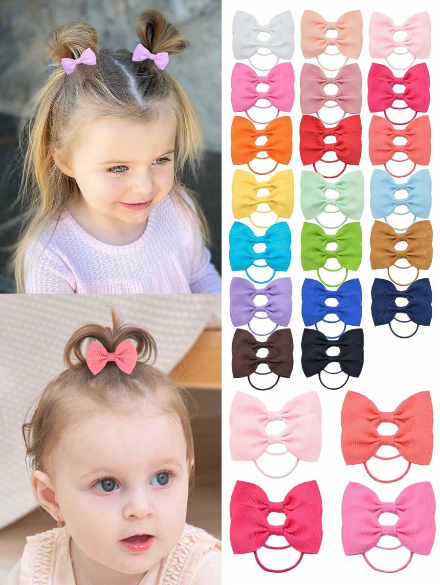 20/40pcs 2.75" Baby Hair Ties With Bows For Toddler Elastic Ponytail Holders Small Hair Ties For Baby Girls Kids Children Infants Hair Accessories