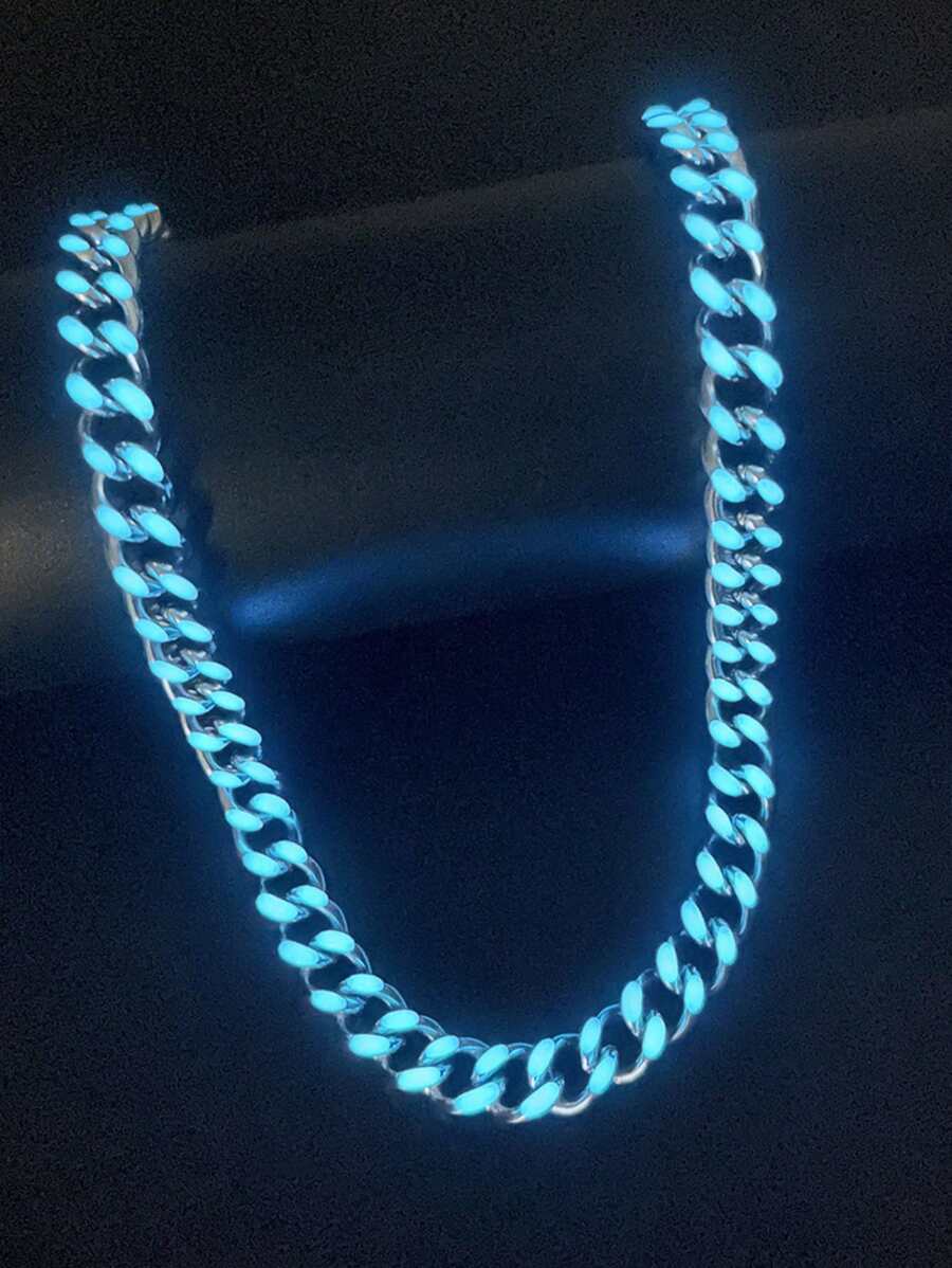 1pc Fashionable And Popular Men Luminous Men's Stainless Steel Charm Necklace Glow In The Dark Minimalist Decoration Hip-Hop Style Birth Year For Jewelry Gift And For A Stylish Look