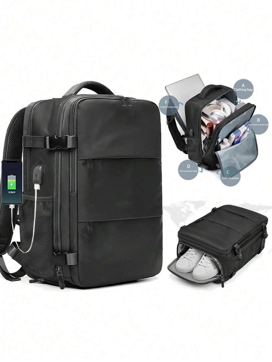 Funktions-Laptop-Rucksack für Business, Anti-Diebstahl, schlank und robust, wasserabweisend, geeignet für Frauen und Männer, passend für Laptops bis zu 15,6 Zoll. Mit großem Fassungsvermögen für kurze Strecken und Release-Buckle-Dekoration, Reise-Rucksack für Frauen mit USB-Ladeanschluss, Zugträger-Design, Anti-Diebstahl-Sicherheit, geeignet für Schülerinnen und Schüler, College-Studentinnen und -Studenten, Jungen und Männer, für Outdoor-Aktivitäten, Reisen, Arbeit, Geschäftsreisen, Ferien und Grundschule.