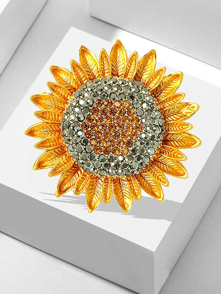 Un broche completo de cristal con forma de girasol para el Día de San Valentín, Mamá, Madre, Día de la Madre, Regalo