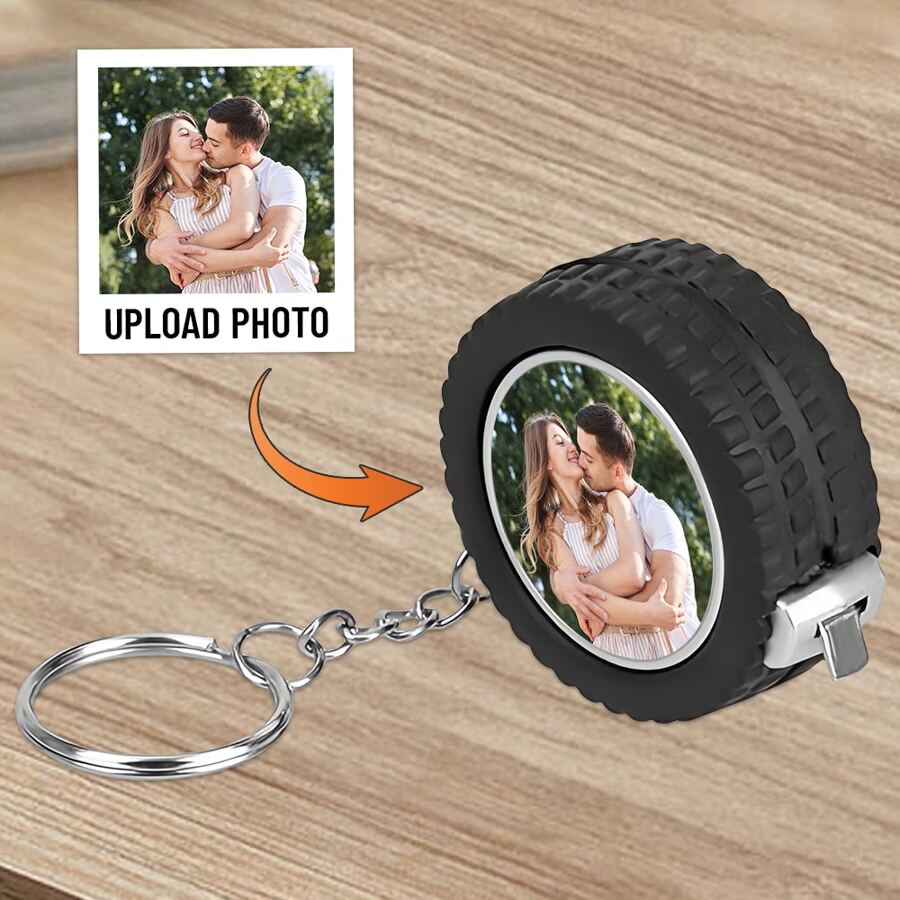 1pc Custom Photo Mini Portable Retractable Tape Measure, Personalized Tape Measure Custom Photo Measurement Tool, Tire Shaped Plastic Tape Measure Keychain Portable Automatic Rebound Steel Tape Measure, Portable Tool For Daily Use, Very Suitable For Home Measurement, School, Office Use, Birthday Gifts For Dad, Mom, Boyfriend And Girlfriend, Colleagues, Valentine's Day Party Gifts, Unique Gift Creativity For Travel Camping Back To School,Back To School,School Supplies