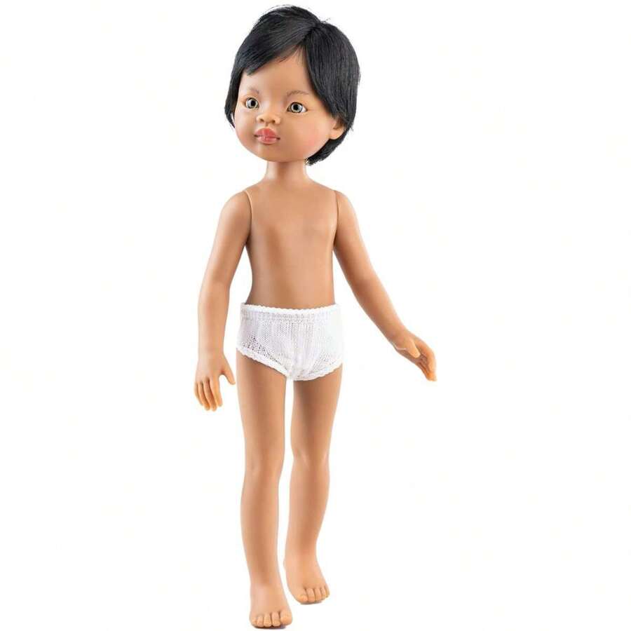 Paola Reina Balbino Latin Boy Puppe ohne Kleidung mit kurzen schwarzen Haaren und Seitenscheitel, graue Augen 32 cm (Paola Reina 14835) ✅ Lieferung 24/48 Stunden nach Spanien (Halbinsel)