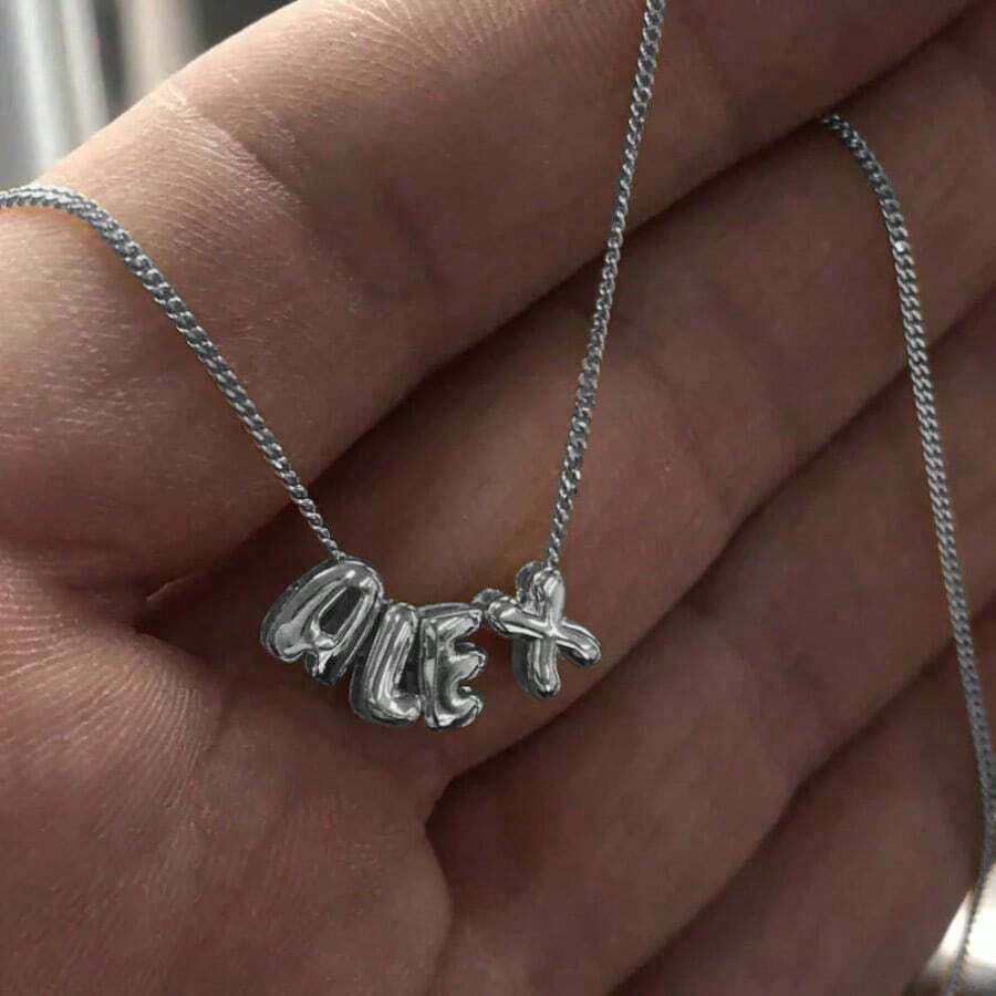 Collier à lettres 3D à la mode, collier avec bulle de nom personnalisé, bijoux personnalisés, collier en argent sterling, cadeau pour la Saint-Valentin
