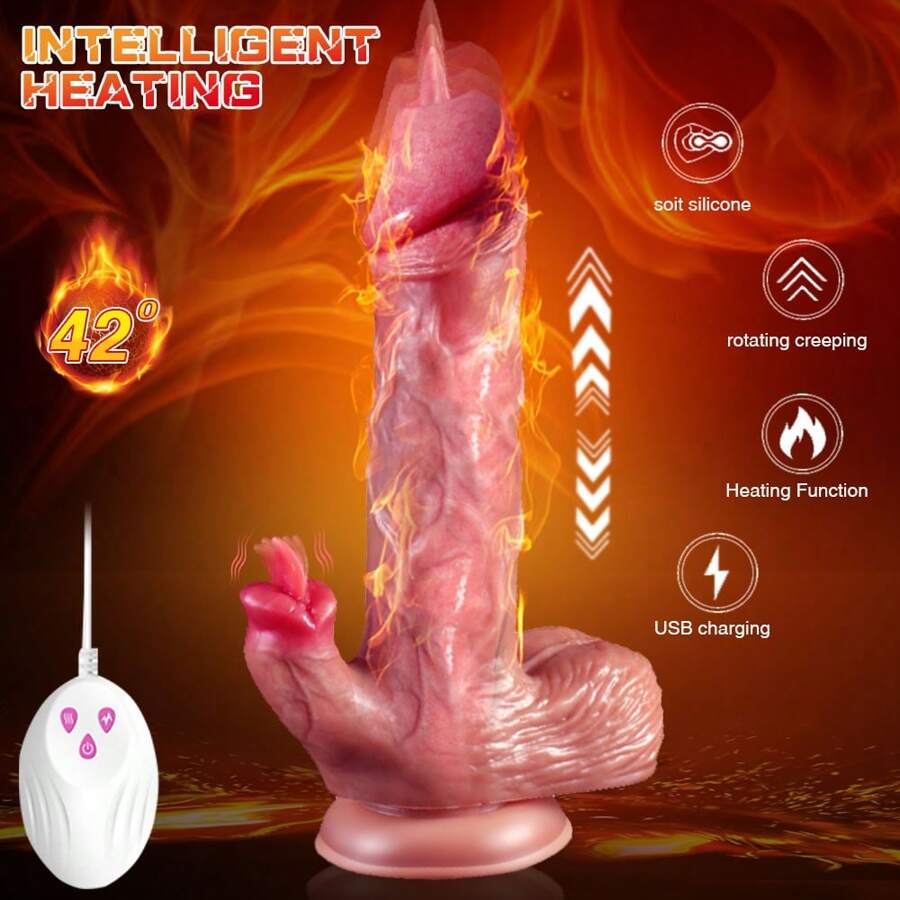 Weiblicher Masturbator - Realistischer Einführdildo-Leckvibrator - 8,7 Zoll vibrierender Dildo mit 9 Vibrationen, 3 Einführ- und beheizten Leckmodi