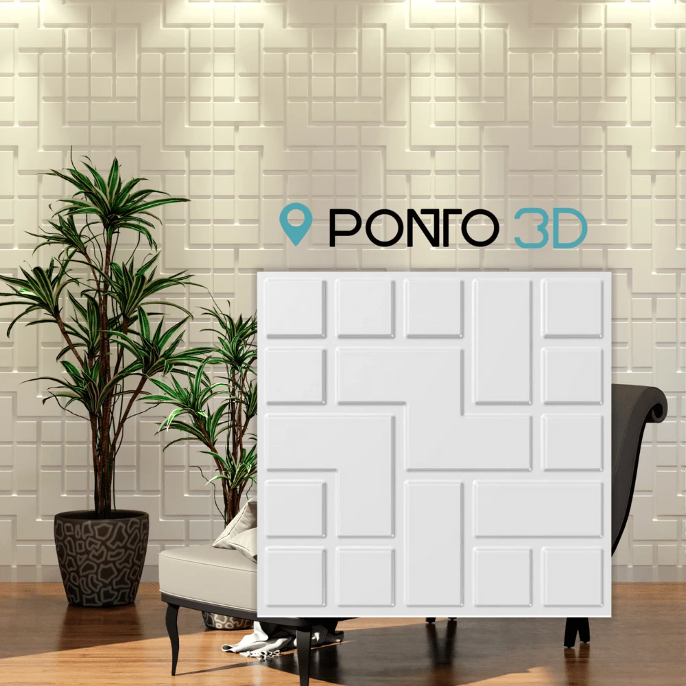 Kit 10 Placas 3D PVC - Revestimento de Parede - 25x25cm