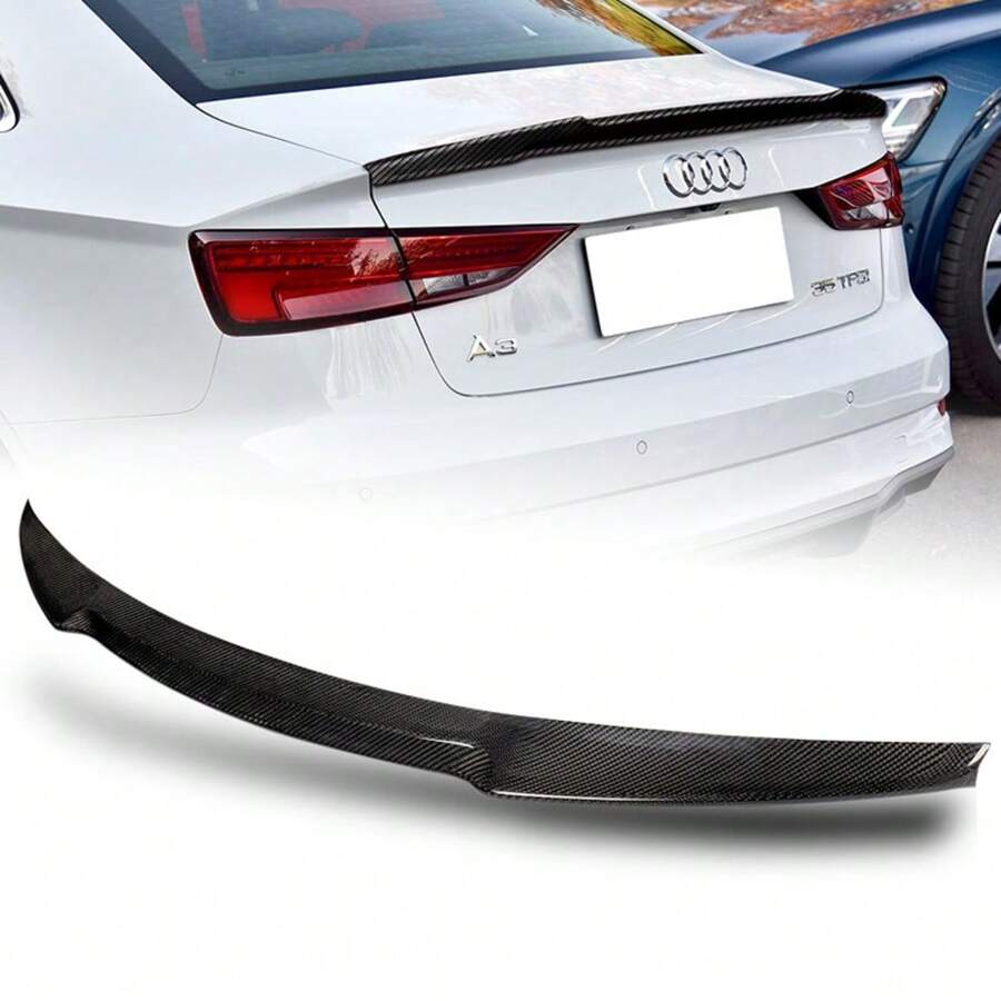 For 2014 - 2020 Audi A3 / A3 Quattro / S3 / RS3 Sedan V-Type Real Carbon Fiber Rear Trunk Spoiler (Don't Not Fit Convertible Or Wagon Models)
