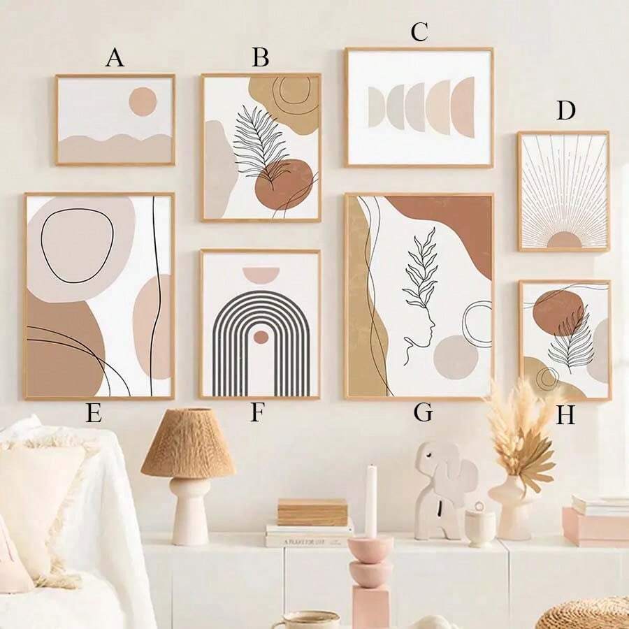 1 pièce Peinture de décoration géométrique abstraite nordique minimaliste style montagnes et rivières effet linéaire, peinture murale pour salon ou chambre sans cadre