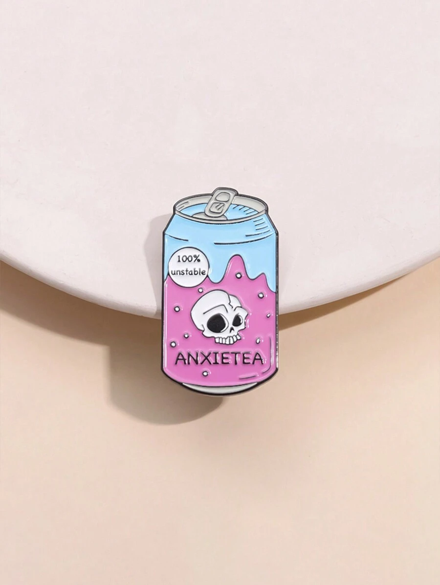 1 pieza Broche de Pin con diseño de esqueleto y frase de té de ansiedad, regalo para amantes del té, adecuado para uso diario de hombres, San Valentín, mamá, madre, Día de la Madre