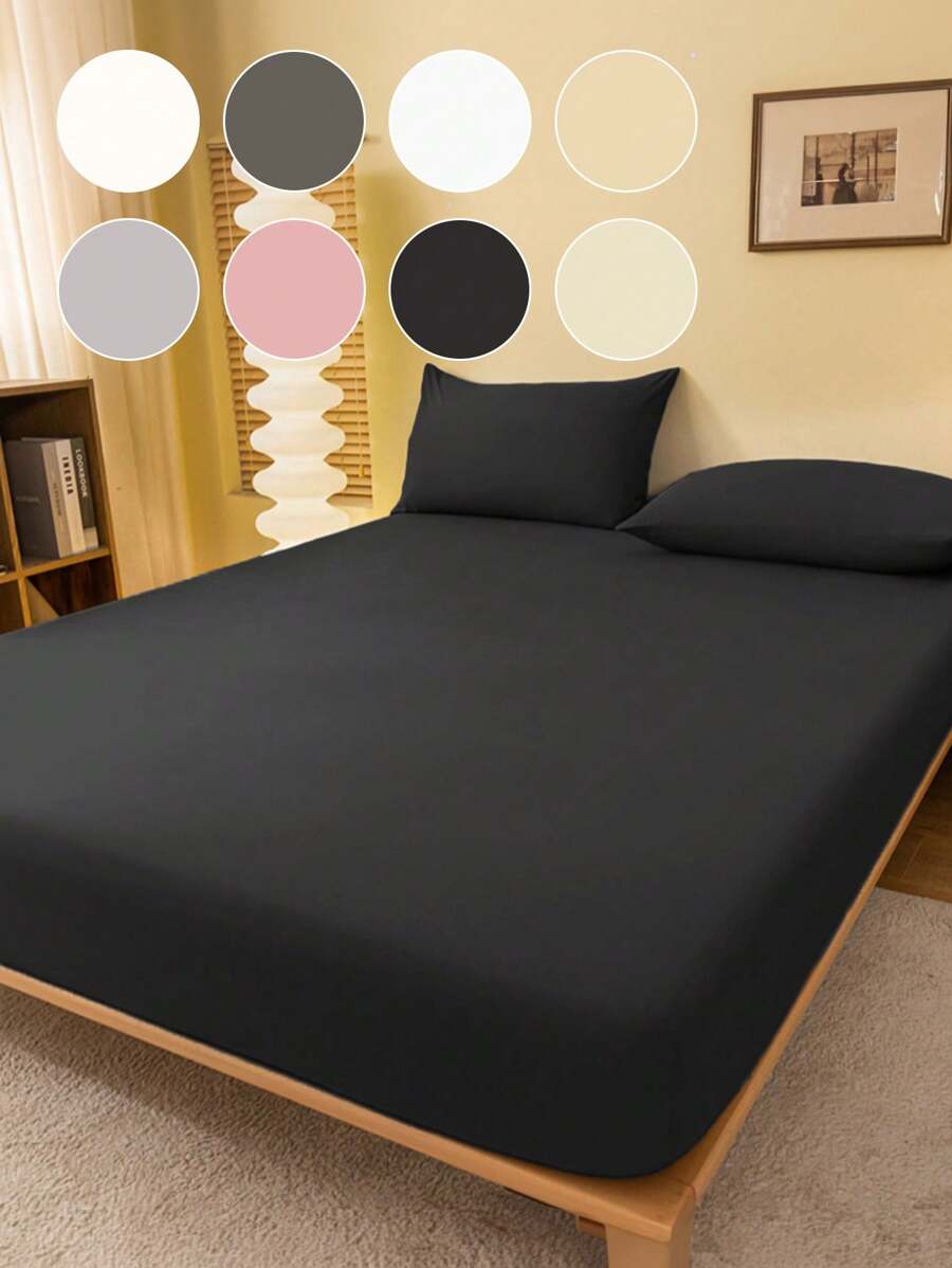 1 Stück festes schwarzes Spannbetttuch, Bettwäsche, Bettüberwurf, Matratzenschoner, Matratzenbezug für Bett, weich und atmungsaktiv, für alle Bettgrößen - Einzelbett, Doppelbett, Kingsize, Queensize, Baumwolle, knitterarm, besser für den Schlaf, maschinenwaschbar, ideal als Ostergeschenk, Muttertagsgeschenk, perfekt für Feiertage, maschinenwaschbar