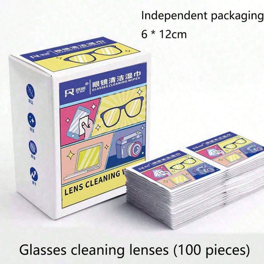 Glasses Wipes, Mobile Phone Screens, Dedicated Cleaning Wipes, Disposable Anti Fog Wiping Paper, Lens Wiping Cloth(One Size Fits All=100pcs)10pcs/50pcs