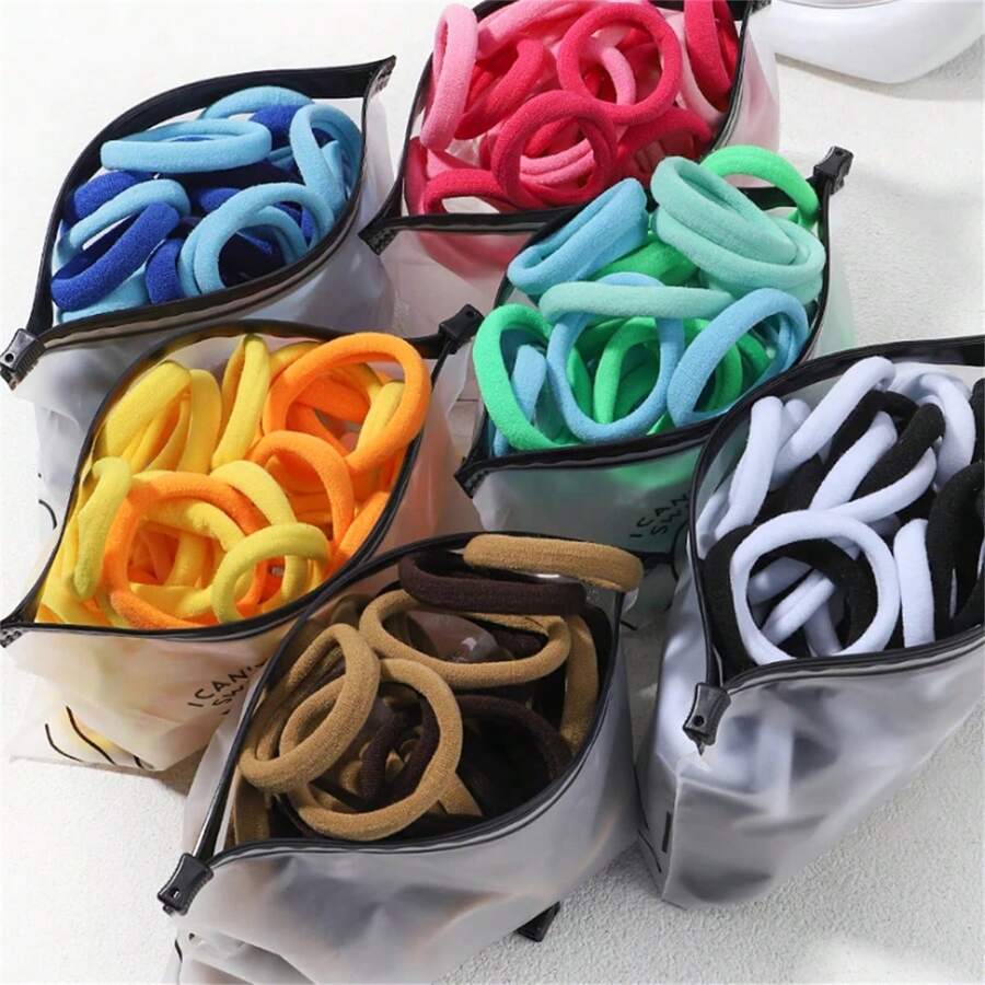 30/50 stuks effen gekleurde grote rubberen paardenstaarthouder voor dames, elastiekjes voor hoofddeksels, elastische haarbanden, Koreaanse haaraccessoires, ornamenten, haarelastiekjes, haarelastiekjes, haarkoord