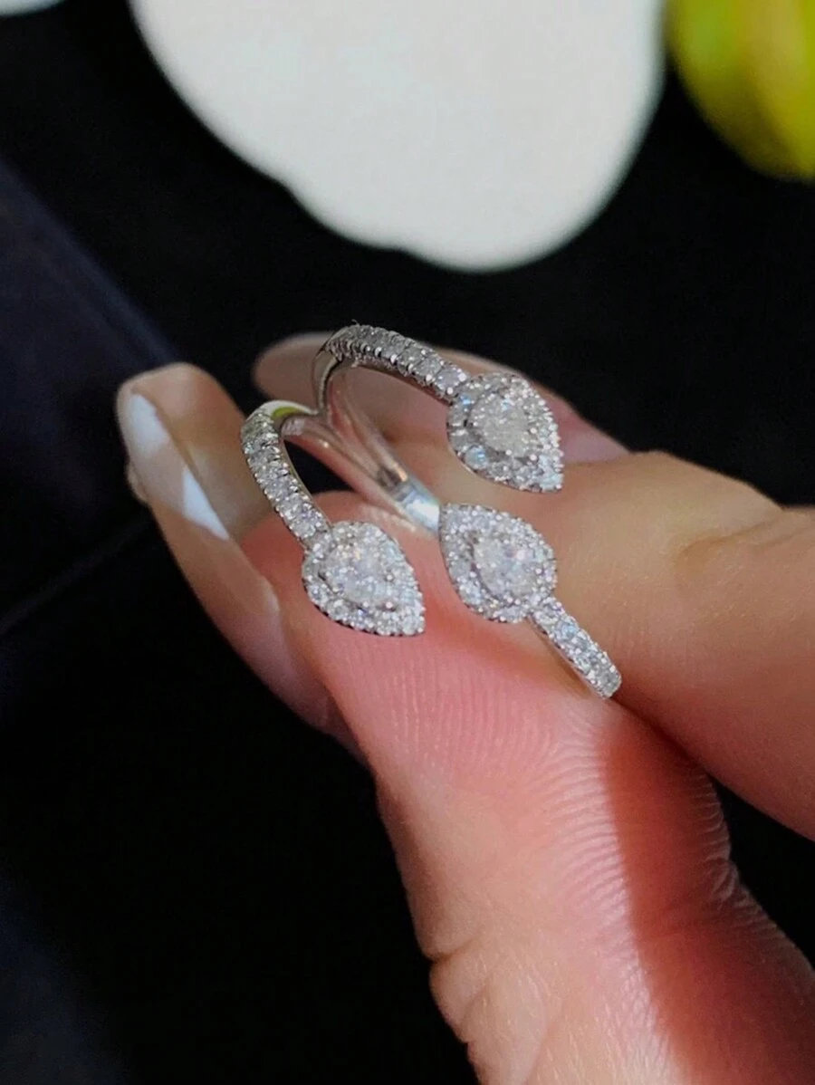 1 peça 18k banhado a ouro 925 prata esterlina 3-círculos totalmente pavimentado strass cobra anel, design elegante, adequado para uso diário feminino, festa ou escritório