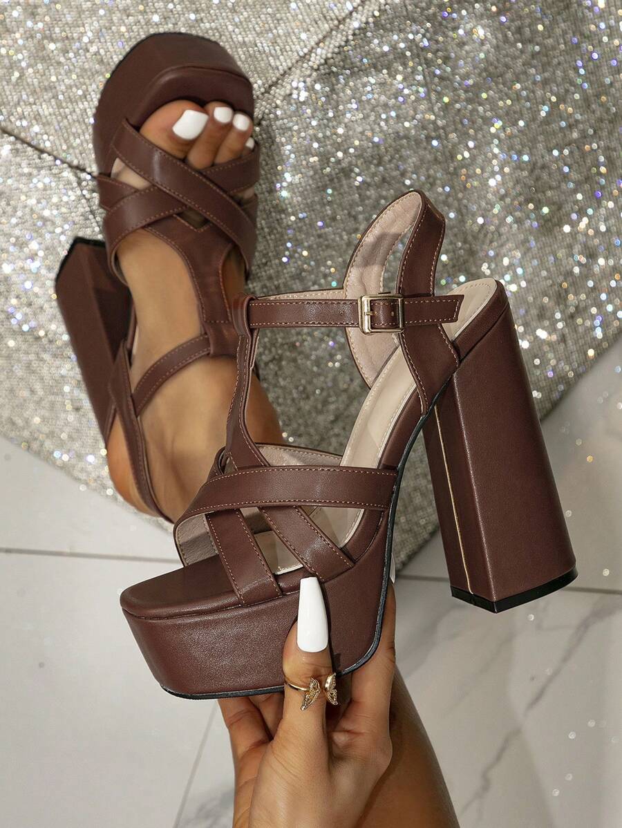 Women High Heel Sandals Thick Sole White High Heels White Sandals Brown Thick Sole Sandals Shoes Brown High Heels Brown Sandals Brown Thick Sole Shoes Vacation Style Thick Sole Women Shoes High Heels White Women Shoes Roman Style Women Shoes Black Shoes