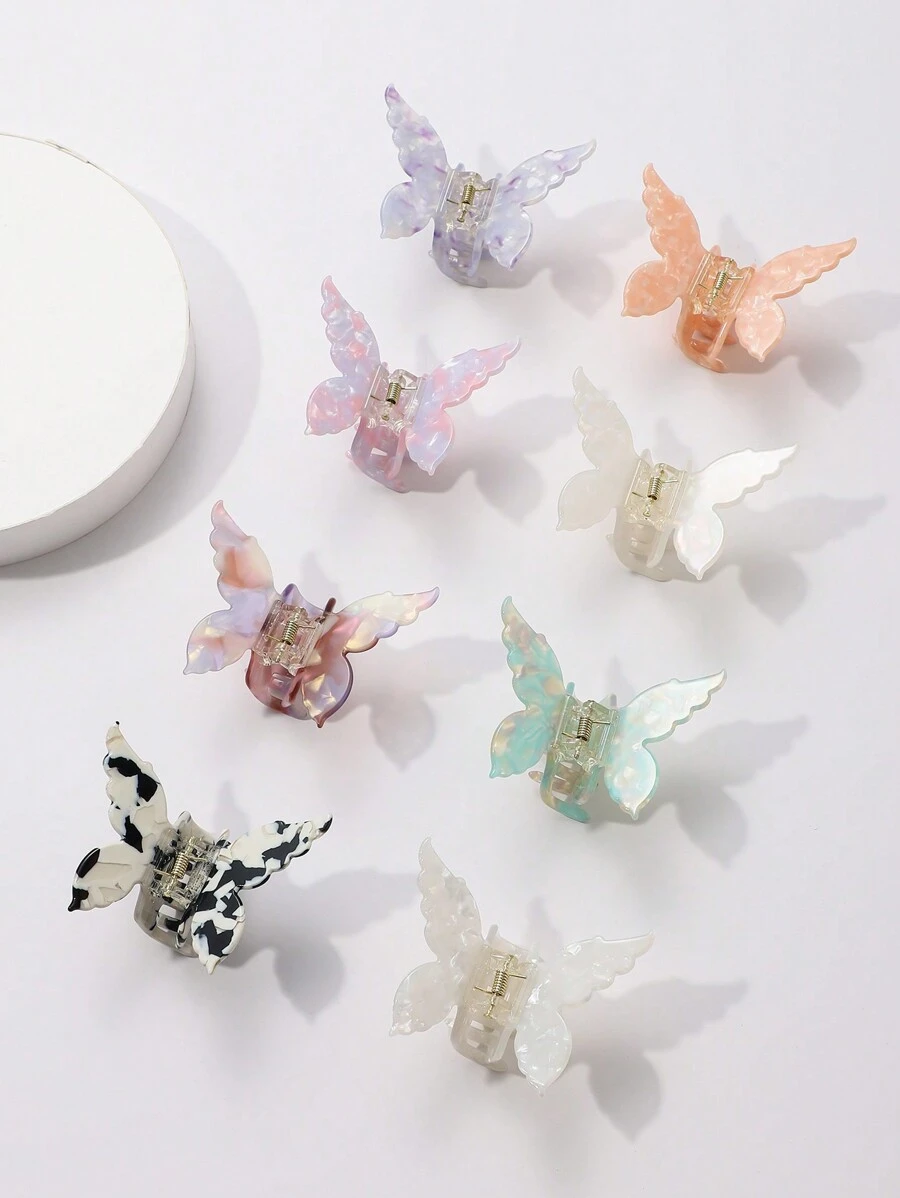 1pc Pack Acetate Fiber 6cm Butterfly Hair Claw Clip Ombre Decorative Sweet Ponytail Clip, Suitable For Women & Girls Daily Wear Hair Clips Hair Jaw Clip Hair Clamps Hair Clutch Hair Catcher Clip