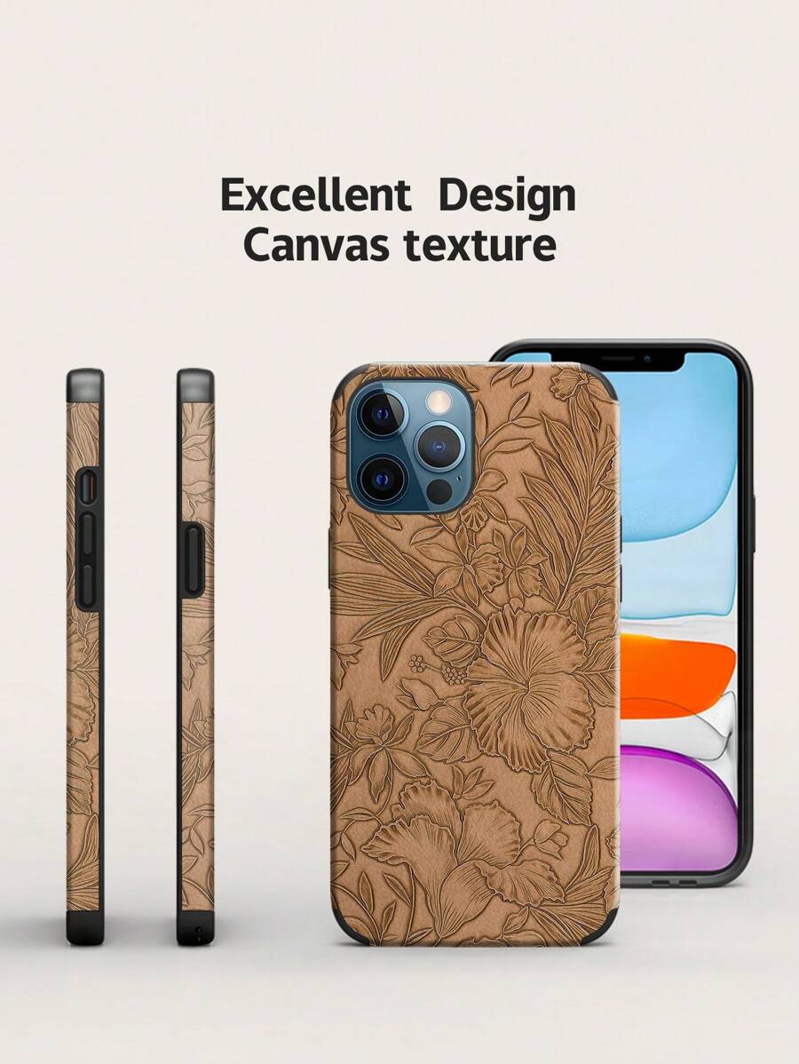 Embossed Phone Case With Anti-Shock/ Drop Resistance And Wrist Strap Design, Compatible With IPhone, Embossed Sticker Skin Craft